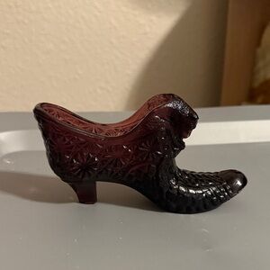 Women's Decorative Glass Shoe - Deep Burgundy